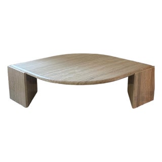 Vintage Eye Shaped Travertine Coffee Table For Sale