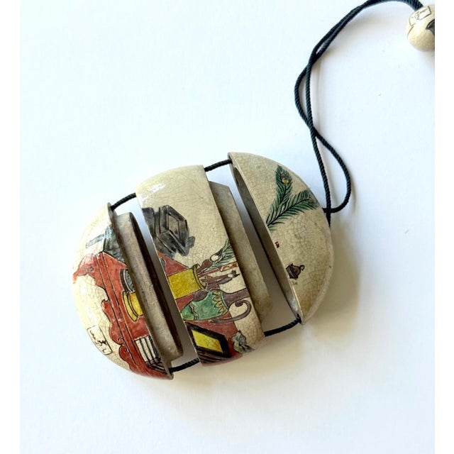 Textile Rare Japanese Ceramic Glazed Inro with Ojime Ogata Kenzan Edo Period For Sale - Image 7 of 15