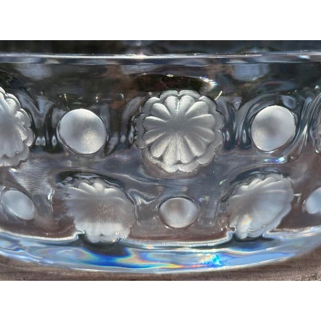 Etched signed LALIQUE FRANCE Tokyo Pattern Crystal Cigar Ashtray. 5 1/2" diameter, 2" height, 1/2" thick rim. Authentic...
