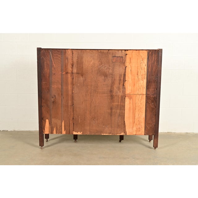 Stickley Brothers Style Antique Mission Oak Arts & Crafts Glass Front Triple Bookcase, Circa 1910 For Sale - Image 10 of 11