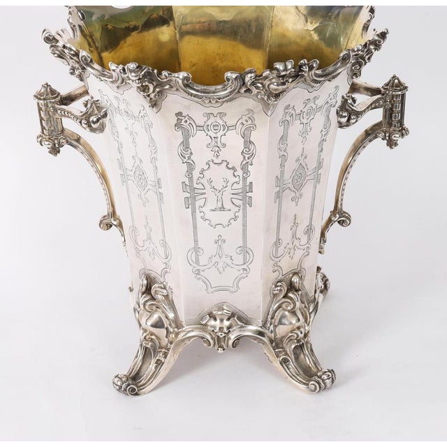 Antique Wine Cooler Champagne Ice Bucket from Elkington, Mason & Co, 1849 For Sale - Image 3 of 16