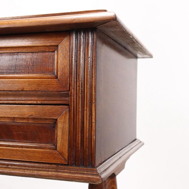 Antique Bedside Table in Beech and Walnut For Sale - Image 5 of 10