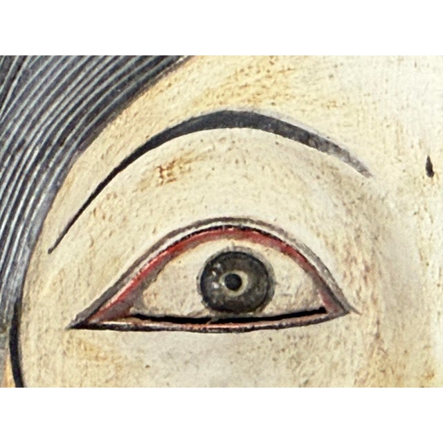 White Indonesian Finely Detailed Hand-Carved Wood Mask For Sale - Image 8 of 12