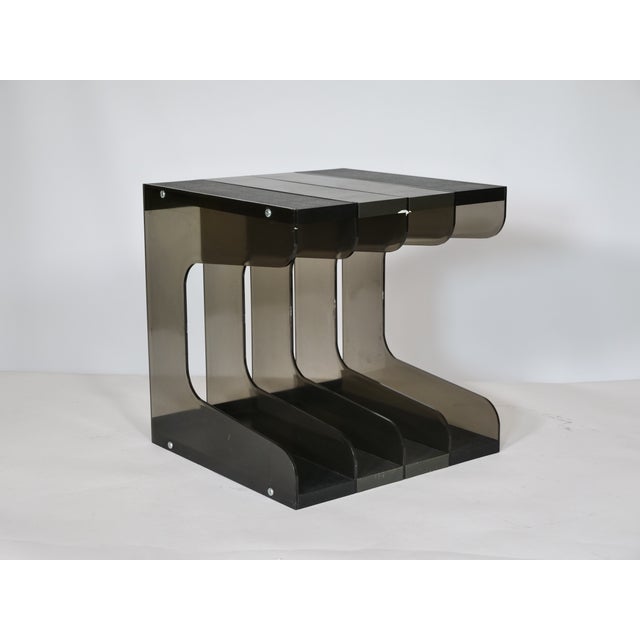 Plastic Space Age Vinyl Stand in Smoked Acrylic Glass, 1970s For Sale - Image 7 of 16