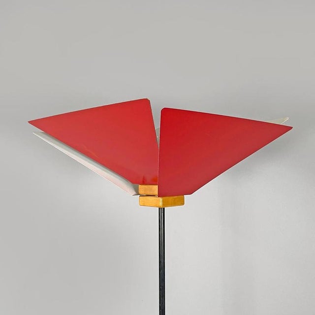Black Italian Modern Floor Lamp in Red Metal, 1970s For Sale - Image 8 of 18