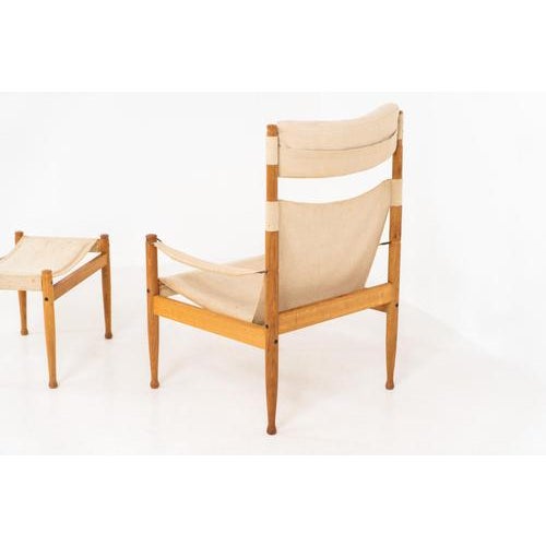 Set of Oak Safari Chair & Ottoman by Niels Eilersen for Erik Wørts For Sale - Image 6 of 15