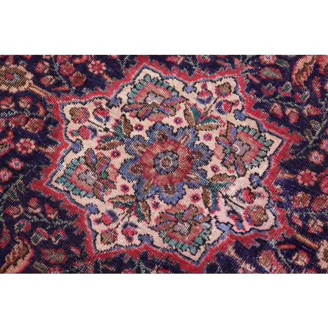 1980s Vintage Retro Kashan Red/Blue Wool Rug - 6'11'' X 9'11'' For Sale - Image 5 of 10