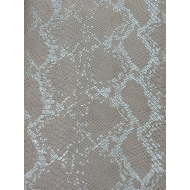 Champagne Silver Bench With Faux Snakeskin For Sale - Image 4 of 5