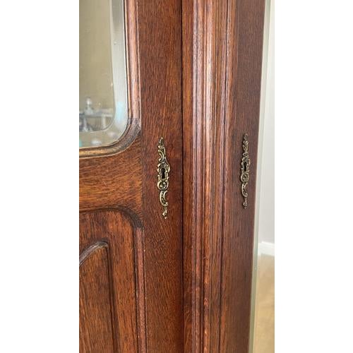 Antique French Rocaille Carved Oak 3-Door Armoire with Mirror For Sale - Image 11 of 14
