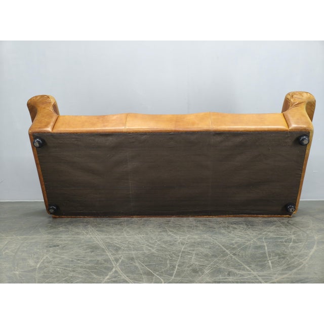 Cognac Buffalo Leather 3-Seater Sofa from Arcon Italia,1970s For Sale - Image 18 of 18