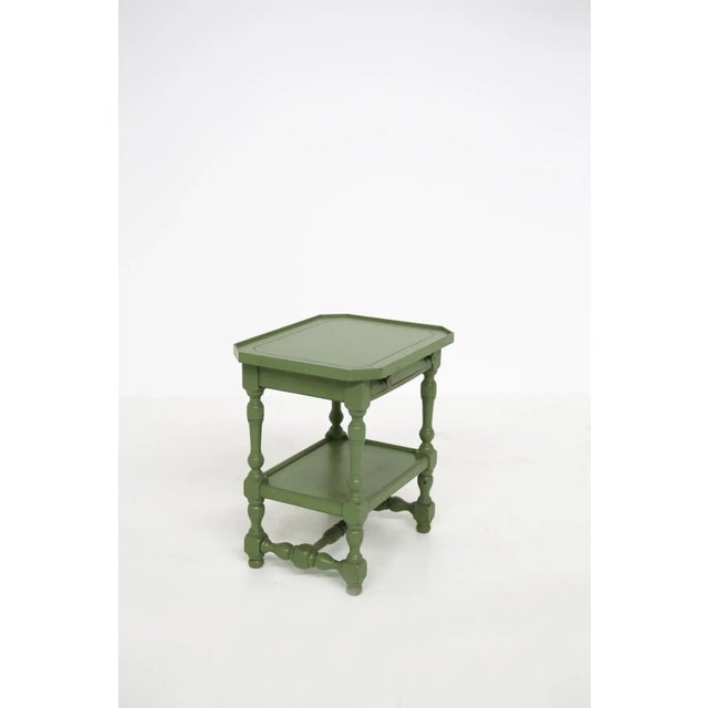 Wood Vintage Side Table in Green Lacquered Wood For Sale - Image 7 of 11