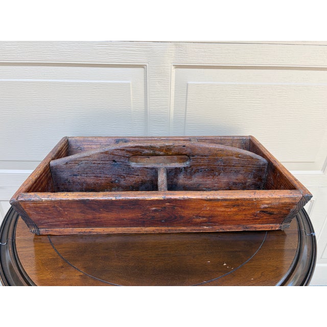 Brown Early 20th Century Rustic Wooden Garden Trug With Divided Interior For Sale - Image 8 of 12