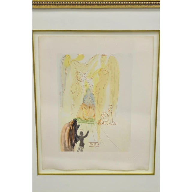 Vintage (1960-70s) Salvador Dali Divine Comedy "The Triumph of Christ and the Virgin" Framed Woodcut Lithograph Print with...