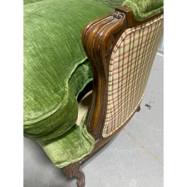 Green Mid 20th Century Green Velvet Bergere Chair For Sale - Image 8 of 15