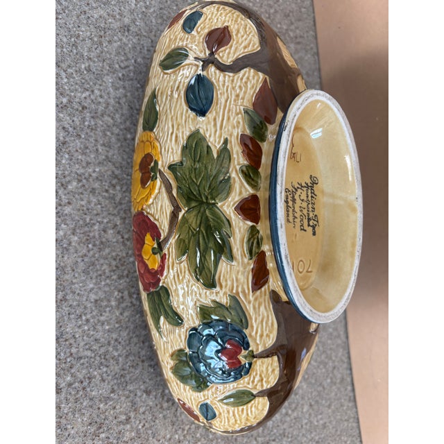 Vintage 1960s Staffordshire Indian Tree Design Majolica Pottery Pitcher Bowl Signed H J Wood MCM For Sale - Image 15 of 15