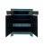 Chinese Vintage Carving Panel Tall Credenza Blue Storage Cabinet For Sale - Image 4 of 6