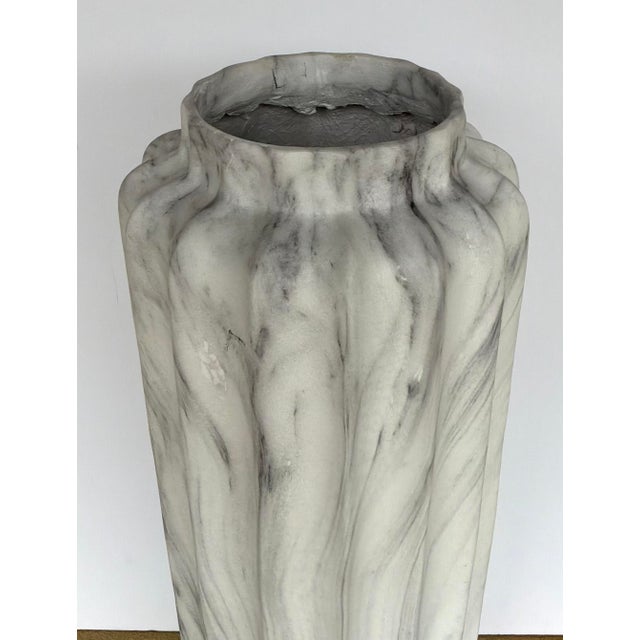 Modern Large Modern White and Gray Marbleized Floor Vase For Sale - Image 3 of 5
