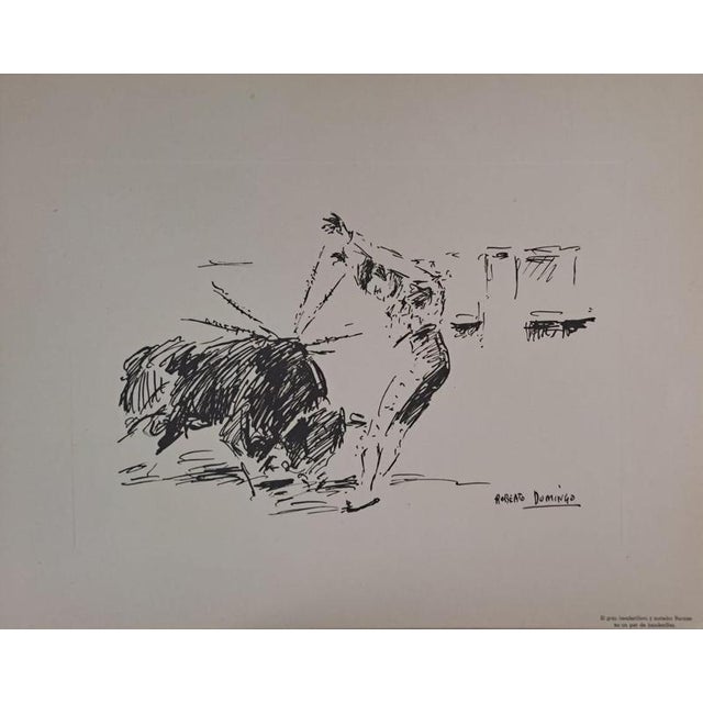 Roberto Domingo y Fallola, The Great Banderillero and Matador Barajas with a Pair of Banderillas, Engraving For Sale - Image 3 of 3