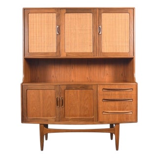 Mid 20th Century Tall G Plan Fresco Teak + Cane Credenza / Sideboard For Sale