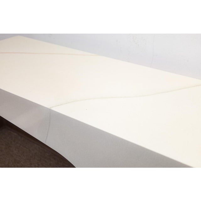 Vintage 1970s Style White Laminate Console Table and Matching Diamond Mirror For Sale In Detroit - Image 6 of 10