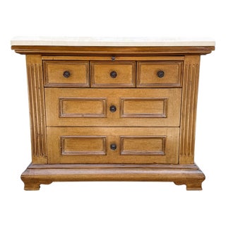 Vintage Kreiss Collection Neoclassical Style Travertine Top Commode or Chest of Drawers For Sale