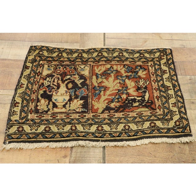 Textile Vintage Persian Mashhad Rug, 01'06 X 01''10 For Sale - Image 7 of 9