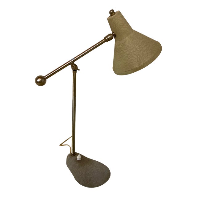 Mid-Century Shrink Varnish Adjustable Table Lamp, 1950s For Sale