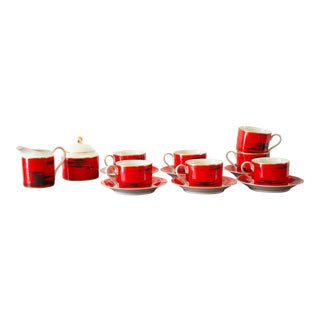 1980s Mikasa Negora Red China Coffee Set - 15 Pieces For Sale