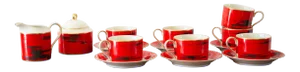 1980s Mikasa Negora Red China Coffee Set - 15 Pieces