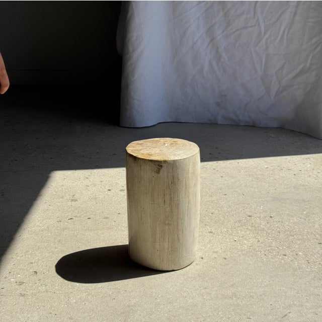 1980s Small Side Table in Speckled White and Beige Petrified Wood, 1980s For Sale - Image 5 of 18