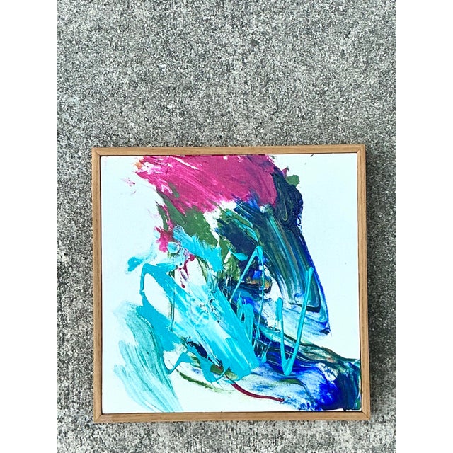Vintage Original Abstract Oil Painting on Canvas For Sale - Image 11 of 12