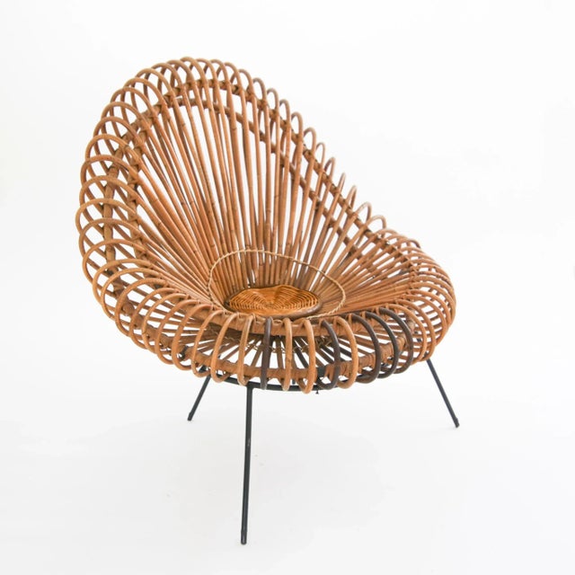Janine Abraham and Dirk Jan Rol Rattan Lounge Chair for Rougier C. 1950's For Sale - Image 9 of 13