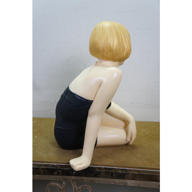 Emily Kaufman "Nya" Resin Blonde Woman Cocktail Dress Art Sculpture Statue 23" For Sale - Image 9 of 14