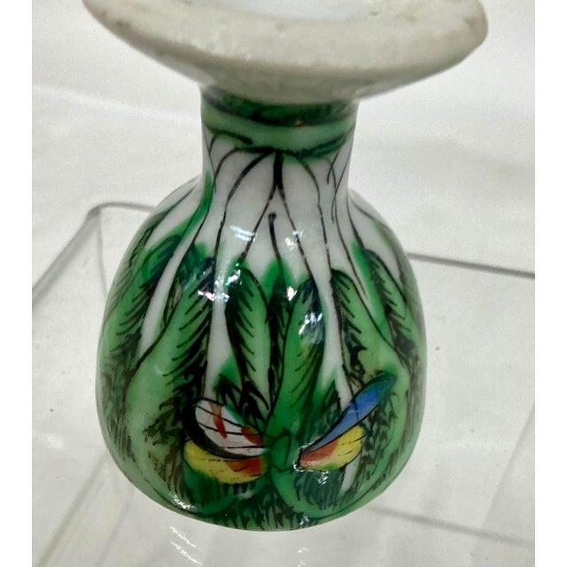 Vintage Chinese Export “Boc Choy Leaf” Porcelain Egg Cup For Sale - Image 4 of 7