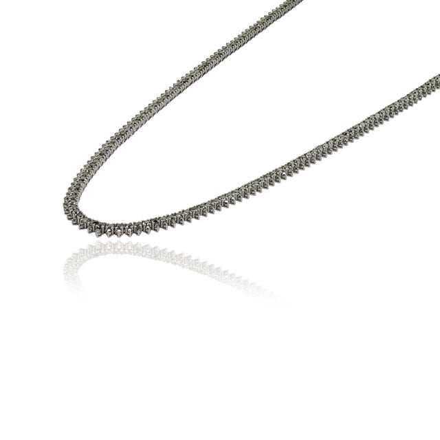 VR Jewels 7.5 Carat Round Cut Black Diamond Riviera Tennis Necklace in 18k White Gold For Sale - Image 4 of 18