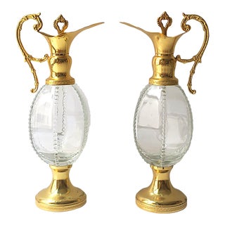 Italian Wine or Water Pitcher Ewer Decanter, Pair For Sale