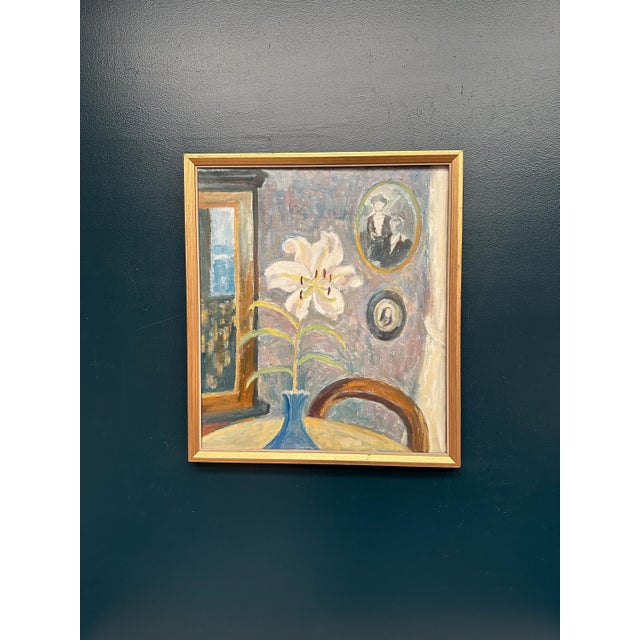 May Nicklasson, The White Lily, 1950s, Oil Painting on Panel, Framed For Sale - Image 11 of 12