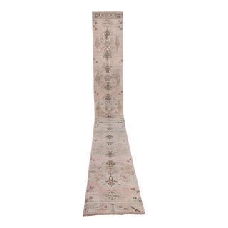Neoclassical Style Vintage Turkish Oushak Runner, Extra-Long Hallway Runner 2'12" X 23'1" For Sale