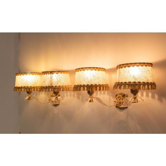 Louis XV Brass and Resin Double Sconces with Lampshades, 1960s, Set of 2 For Sale - Image 4 of 15