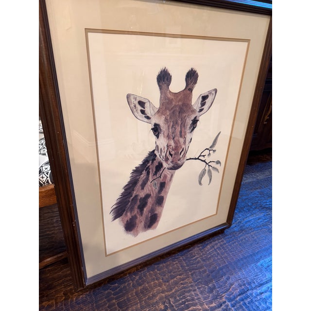 1975 Jacquie Marie Vaux "Giraffe" Signed Limited Edition Lithograph, Framed For Sale - Image 11 of 11
