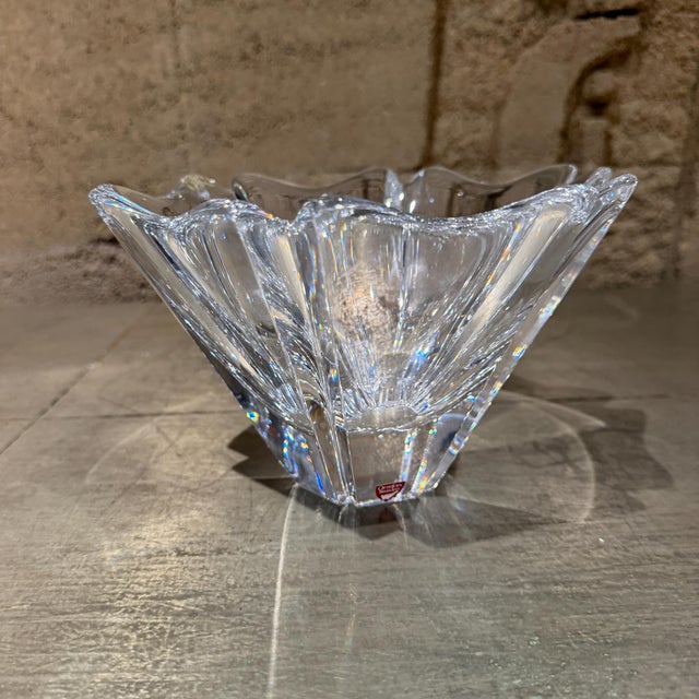 Mid-Century Modern Vintage Orrefors Orion Clear Crystal Art Glass Bowl Lars Hellsten,Sweden For Sale - Image 3 of 9