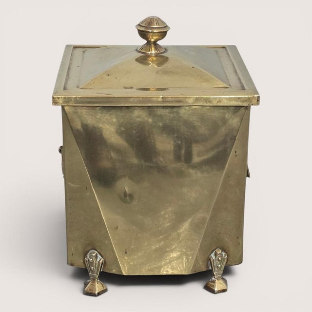Gold Art Deco Brass Coal Bin, 1920 For Sale - Image 8 of 8