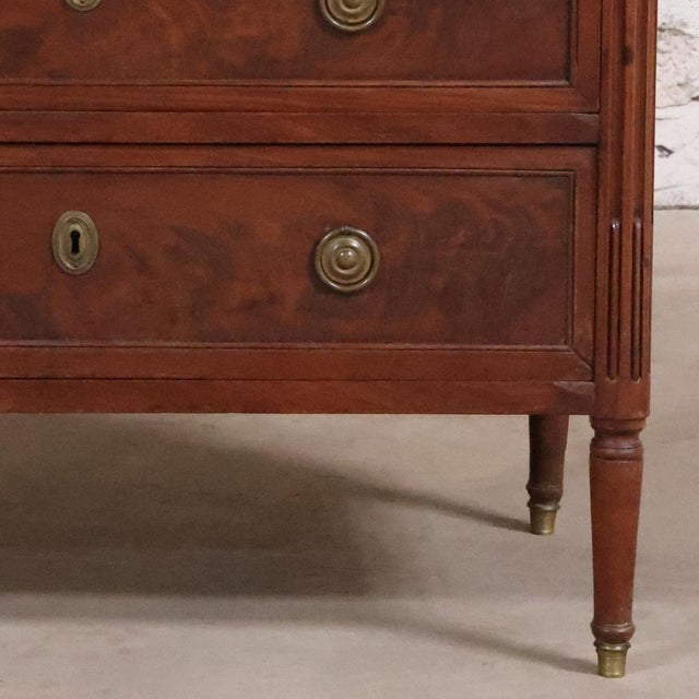 19th Century 19th Century Louis XVI Chest With White Marble Top For Sale - Image 5 of 6