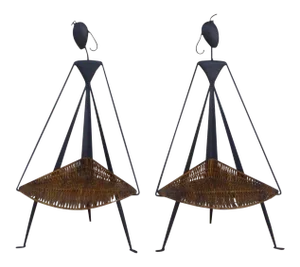 1950s Mid-Century Italian Modernist Mingazzi Wrought Iron Child's Chairs -a Pair