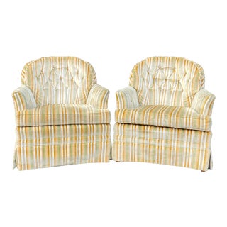 Mid Century Tufted Lounge Chairs - a Pair For Sale