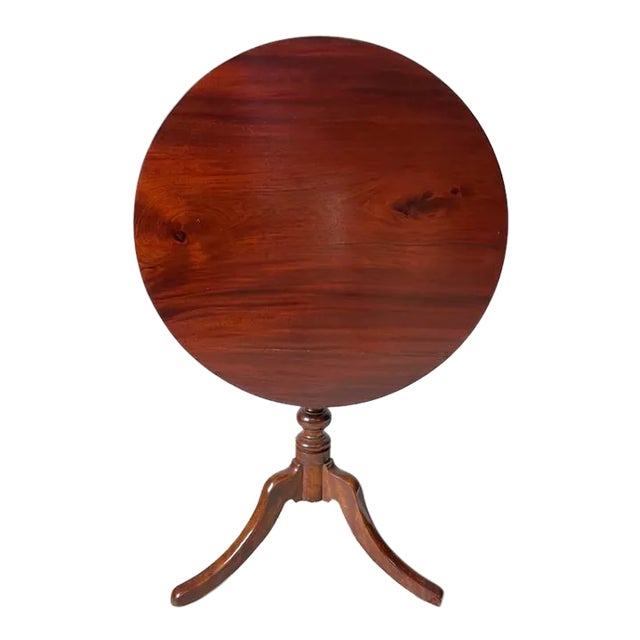 19th Century English Georgian Style Solid Mahogany Tilt-Top Table For Sale