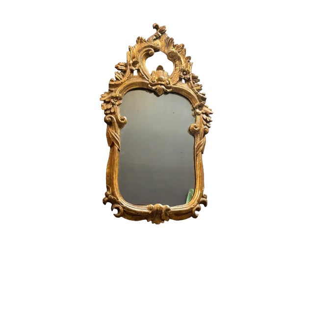 Unique antique French gilt wood mirror, early 19th c. style Approx. 32.5” H x 18.5” L x 1.5” D
