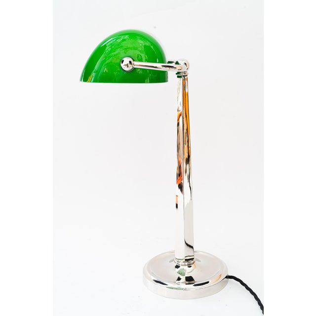 Art Deco Nickel-Plated Banker Table Lamp, Vienna, Austria, 1920s For Sale - Image 3 of 18