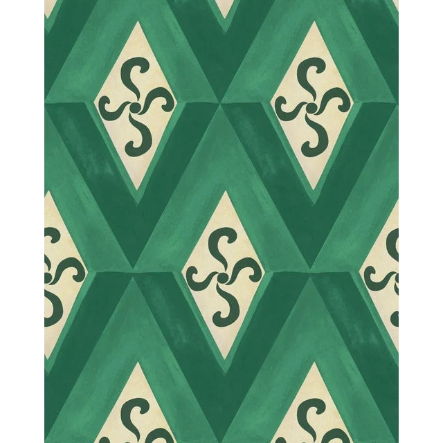 Mind the Gap Girandola Emerald Wallpaper For Sale