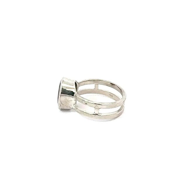 Modern Handcrafted 925 Sterling Silver Garnet Ring With 10x8mm Oval Stone in Bezel Setting - Size 8 For Sale - Image 3 of 12